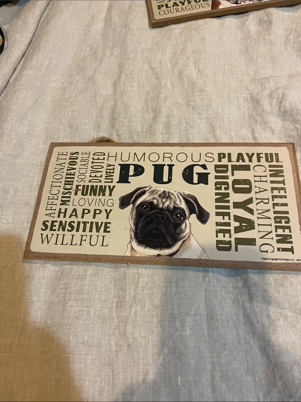Pug Decorative Wall Sign - Neutral Tones